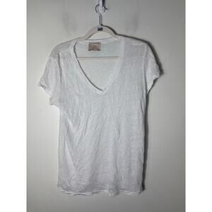 Intuition Paris White Linen Gauze Tee Sz M